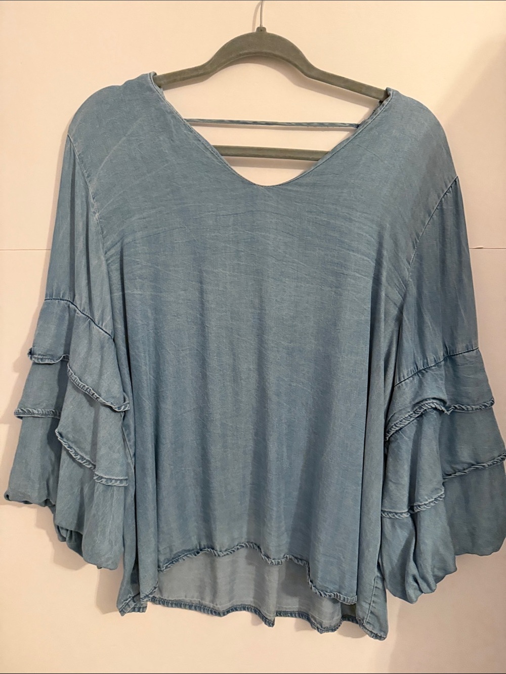 Blue light weight blouse.